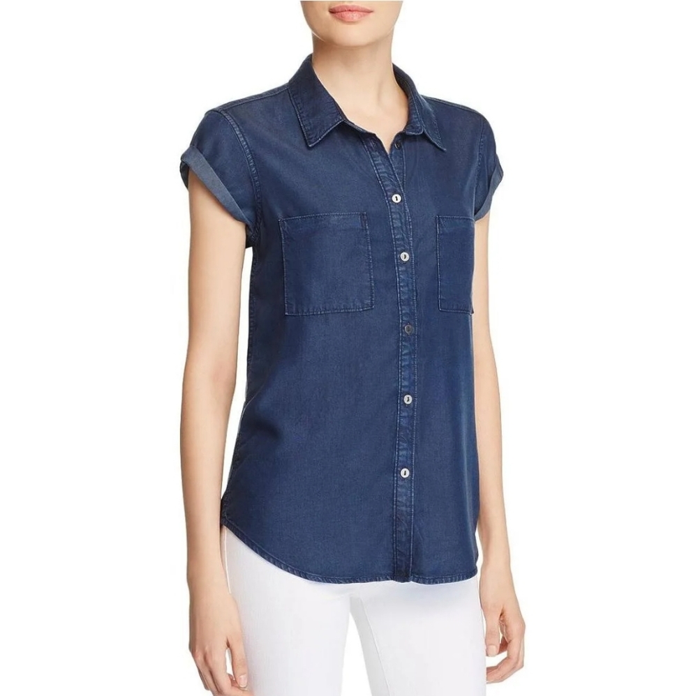 PAIGE Mila Shirt - denim chambray short-sleeve shirt
